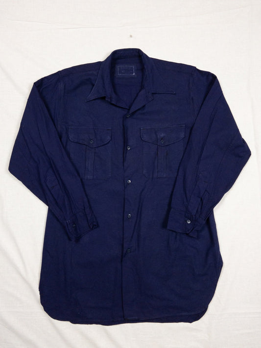 1970s French Army Blue Field Shirt, Size XL