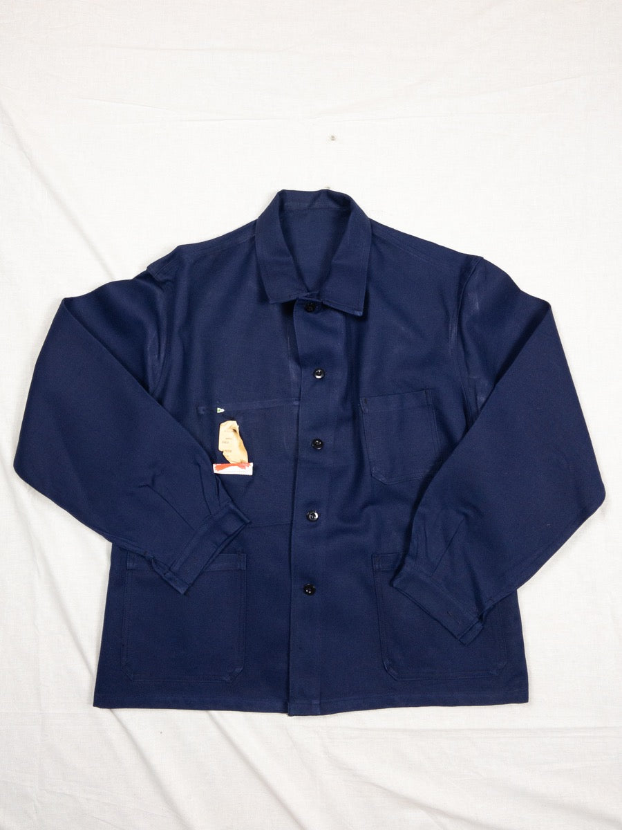 1960s French Blue « Le Mineur » Chore Suit, Jacket & Pants, Deadstock, Size XL