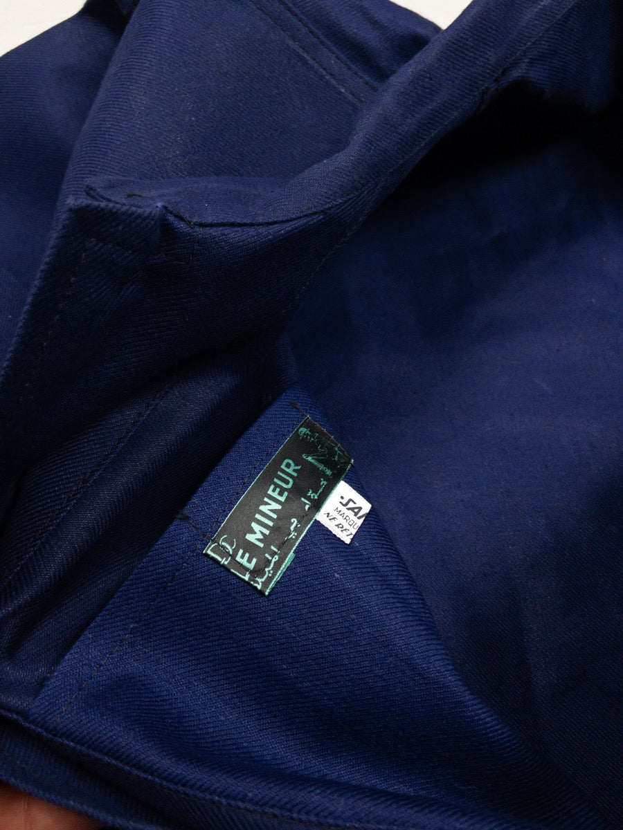 1960s French Blue « Le Mineur » Chore Suit, Jacket & Pants, Deadstock, Size XL