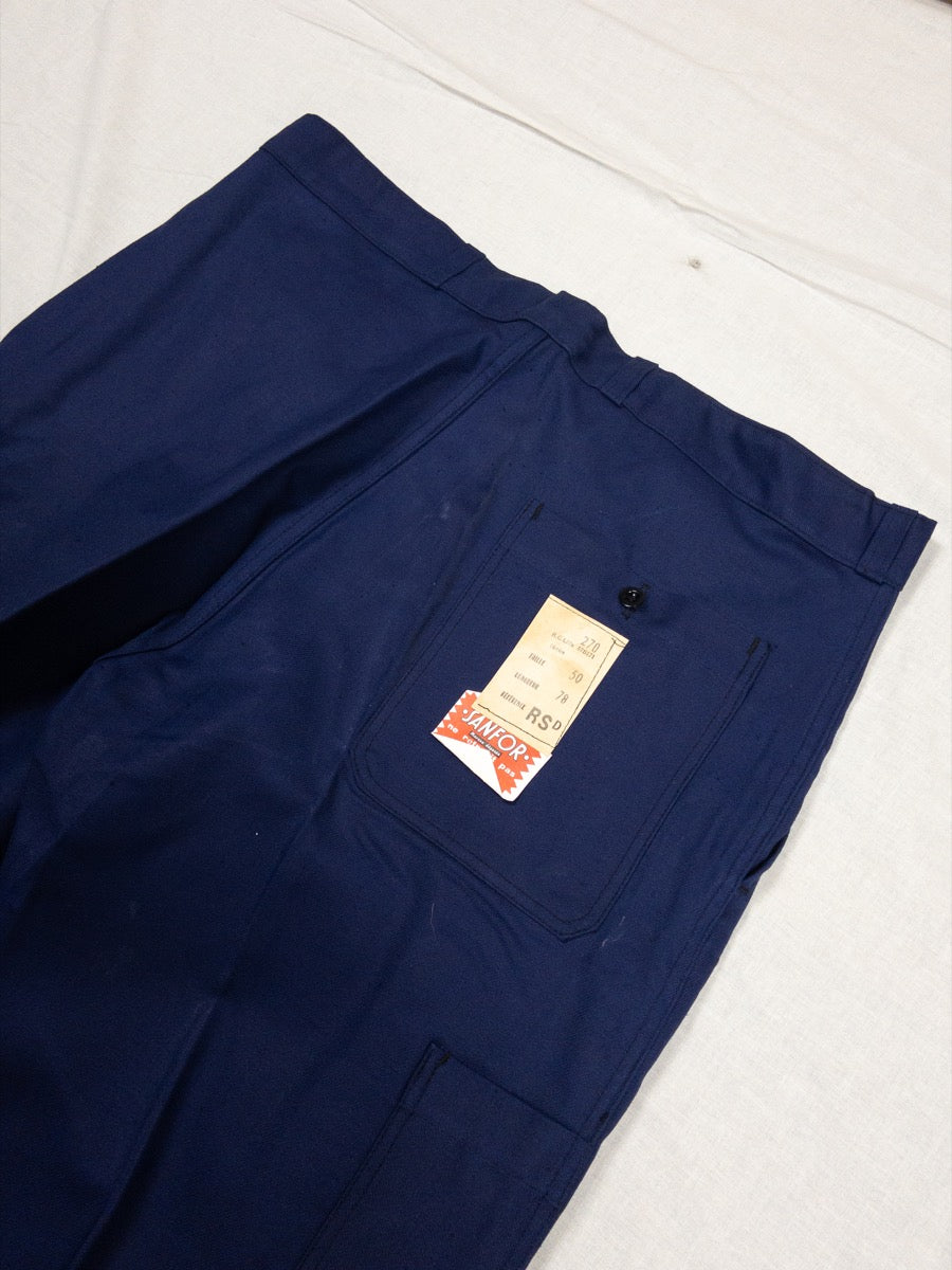 1960s French Blue « Le Mineur » Chore Suit, Jacket & Pants, Deadstock, Size XL