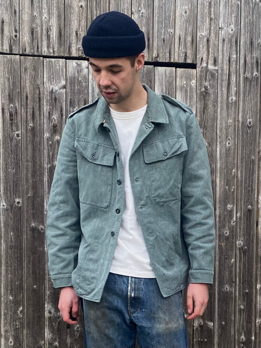 Vintage Swiss denim Prison and Army Work Jacket, Size S to XXL