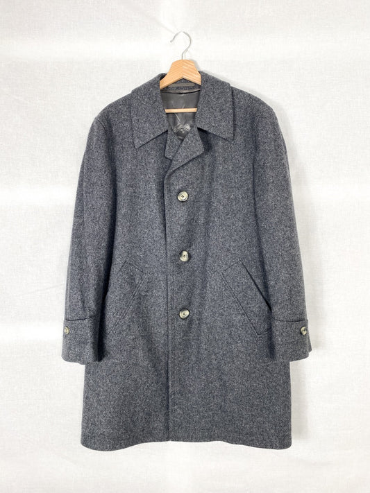 1980s Wool Long Coat, Overcoat, Size L