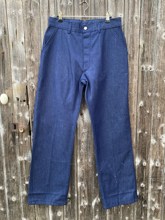 1970s French Denim Work Pants, Deadstock, Size S