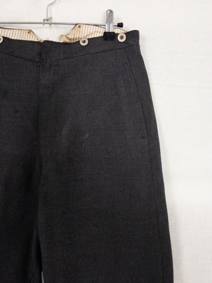 1950s Wool French Work Pants, Cinch Back, Size S
