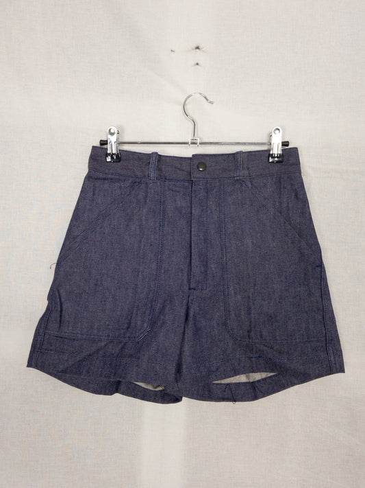 1960s French Navy Denim Shorts, Deadstock, Size XS