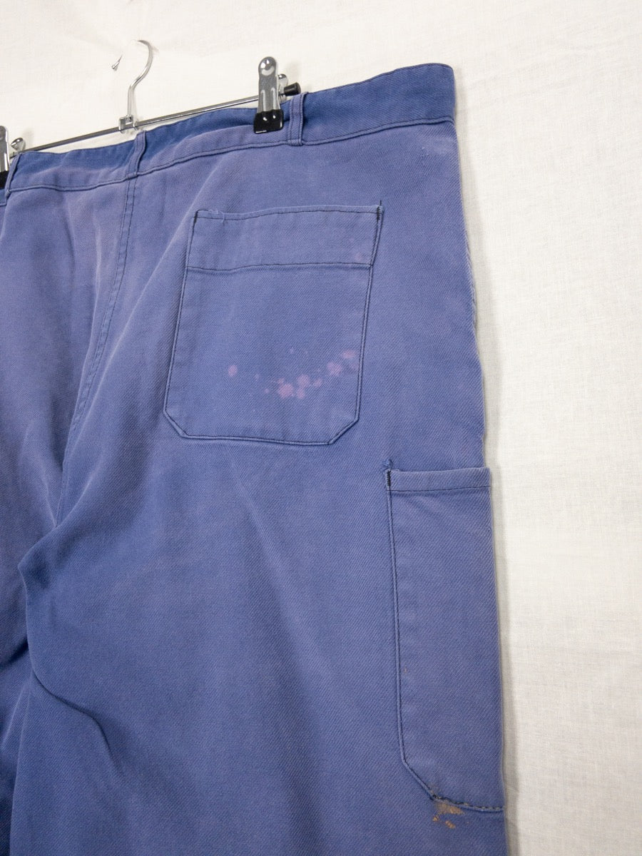 1970s French Blue Work Pants, Size 2XL