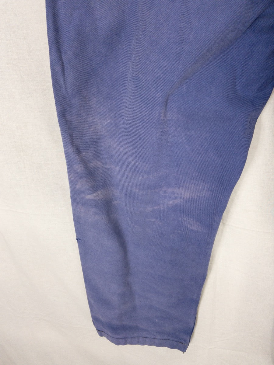 1970s French Blue Work Pants, Size 2XL