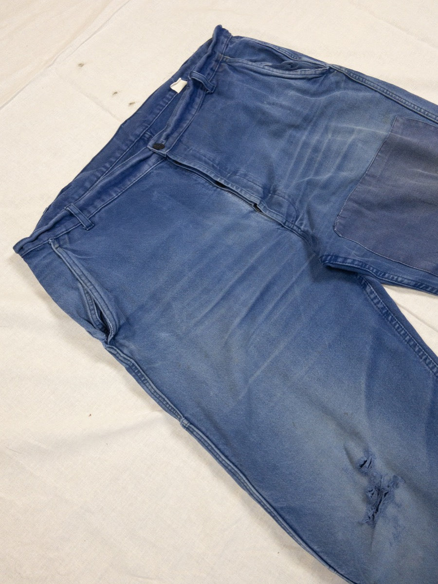 1970s French Blue Work Pants, Size XL