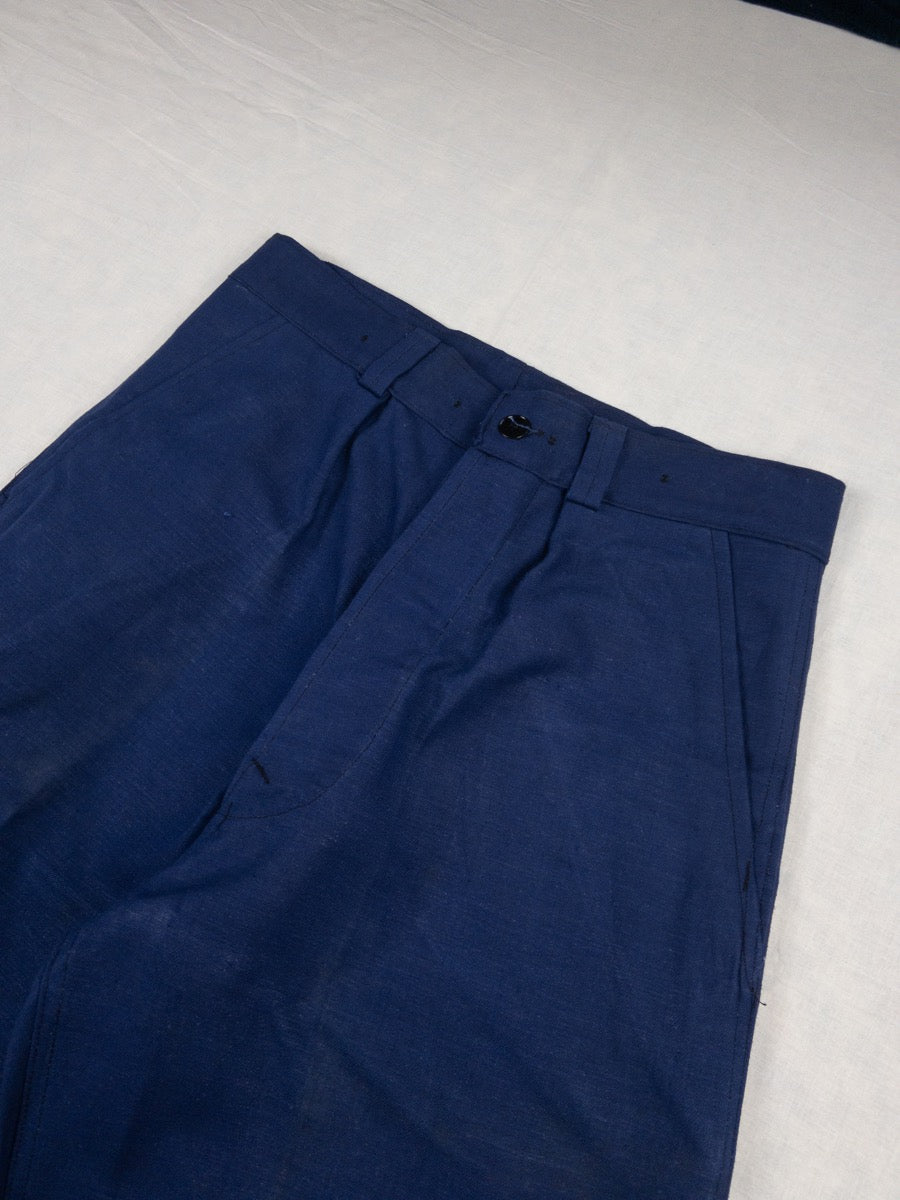 1950s French Blue Work Pants, Deadstock, Size S