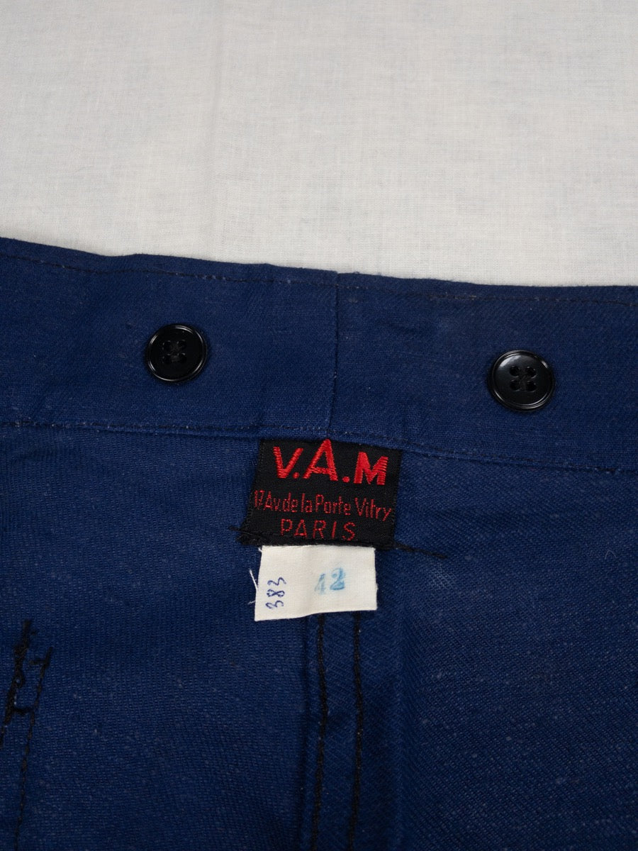 1950s French Blue Work Pants, Deadstock, Size S