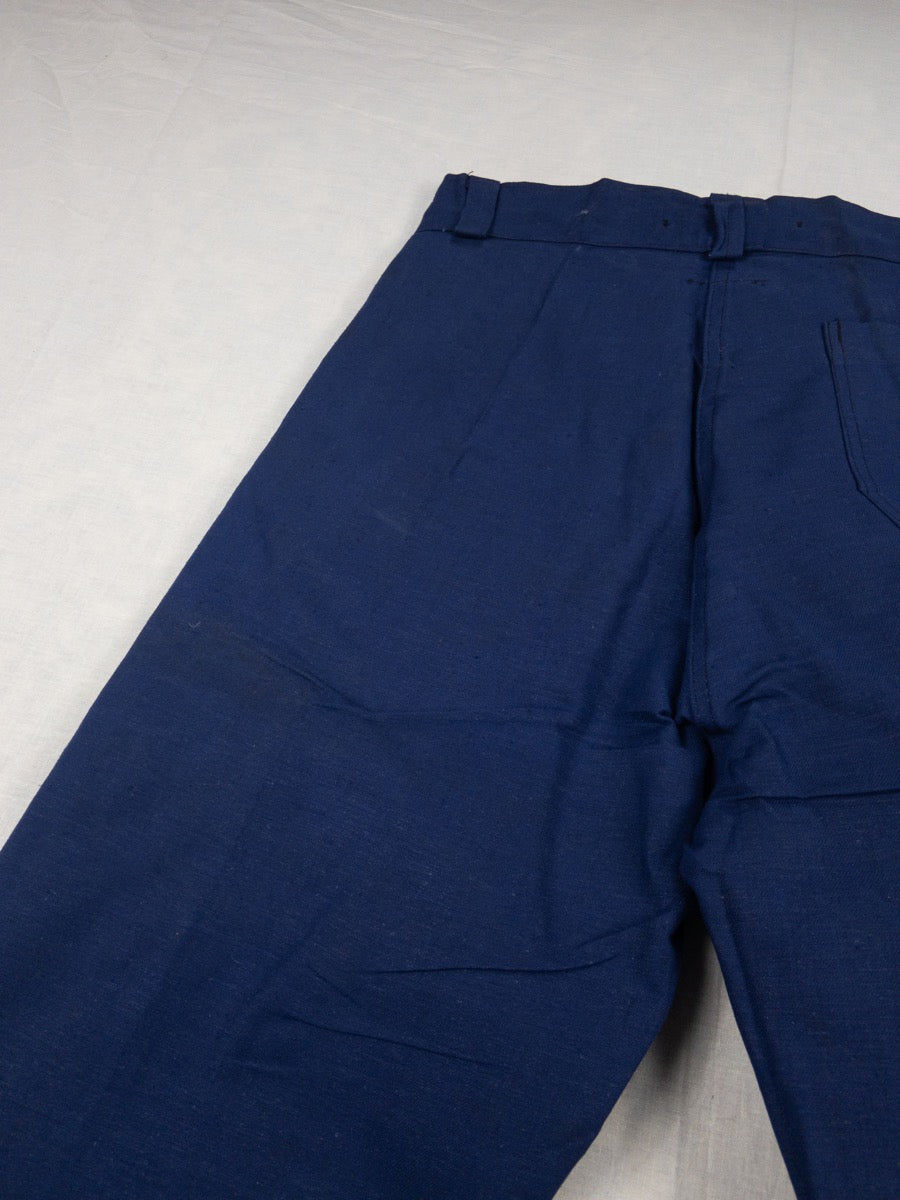 1950s French Blue Work Pants, Deadstock, Size S
