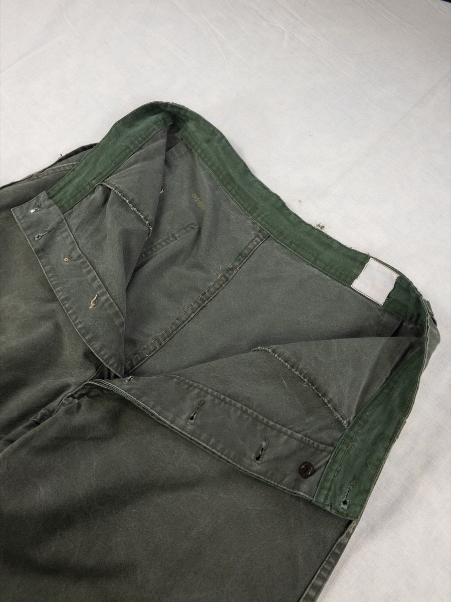 1970s French Army Pleated Pants, Size S/M