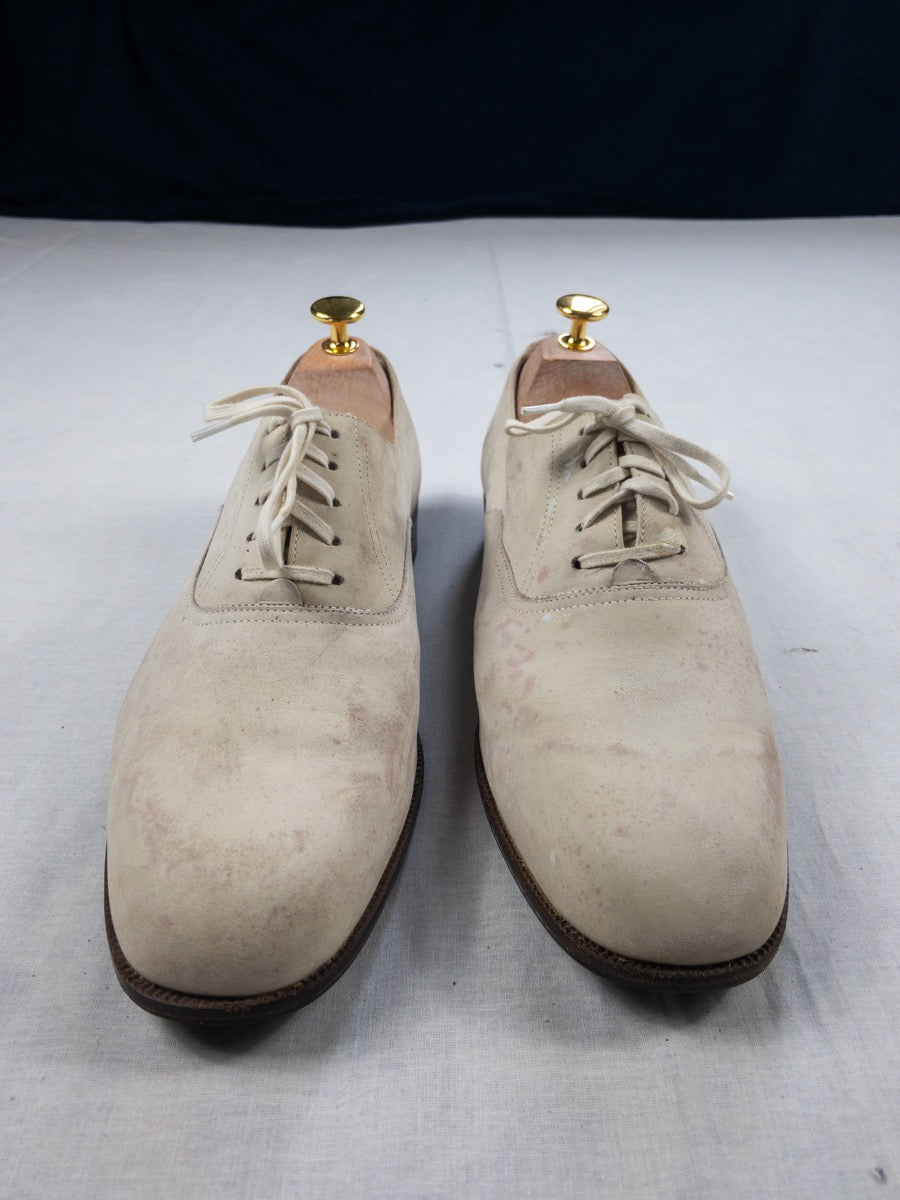 1960s French Marine White Leather Derbie Shoes, Size US 9 - EU 42