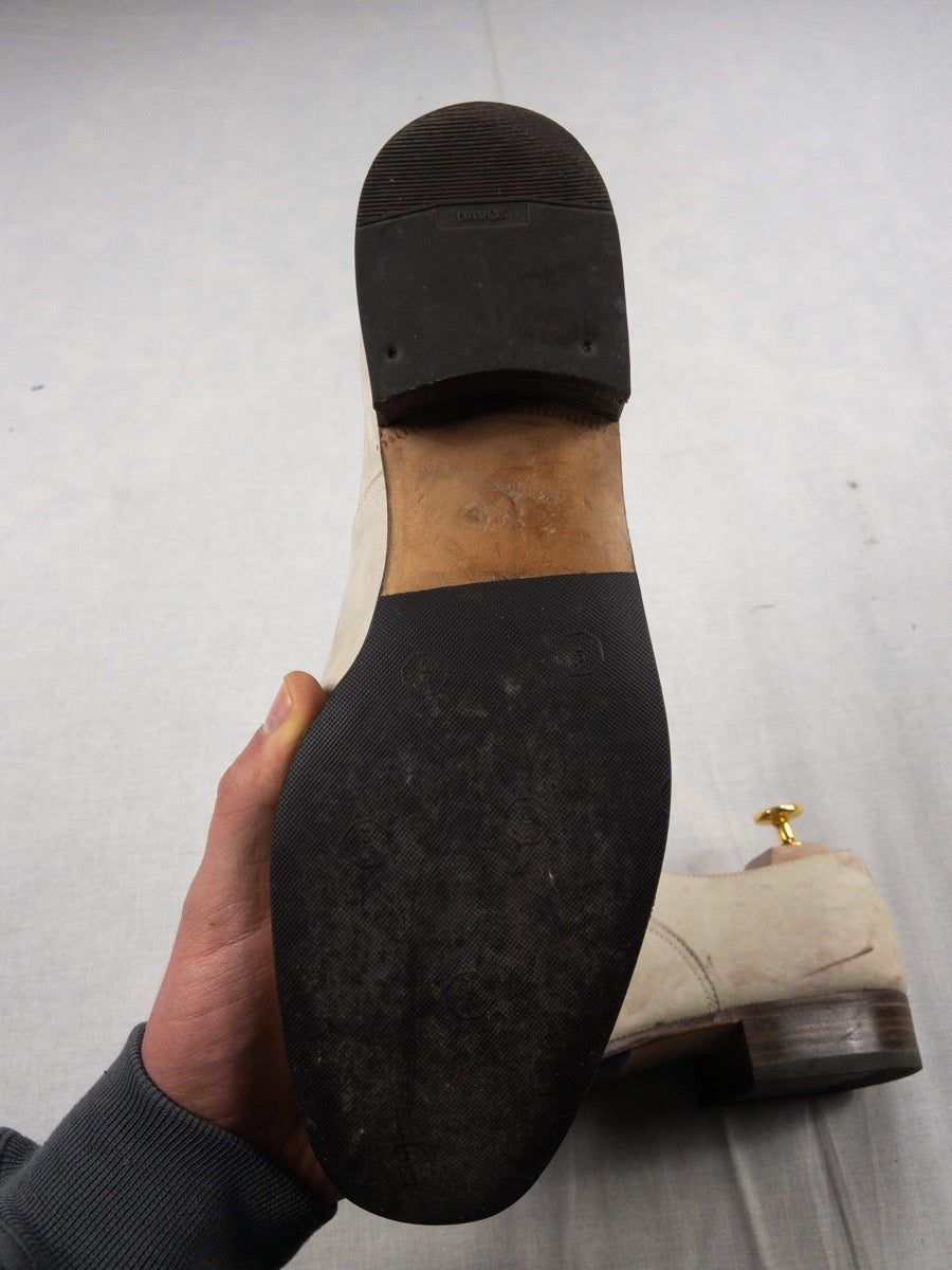 1960s French Marine White Leather Derbie Shoes, Size US 9 - EU 42