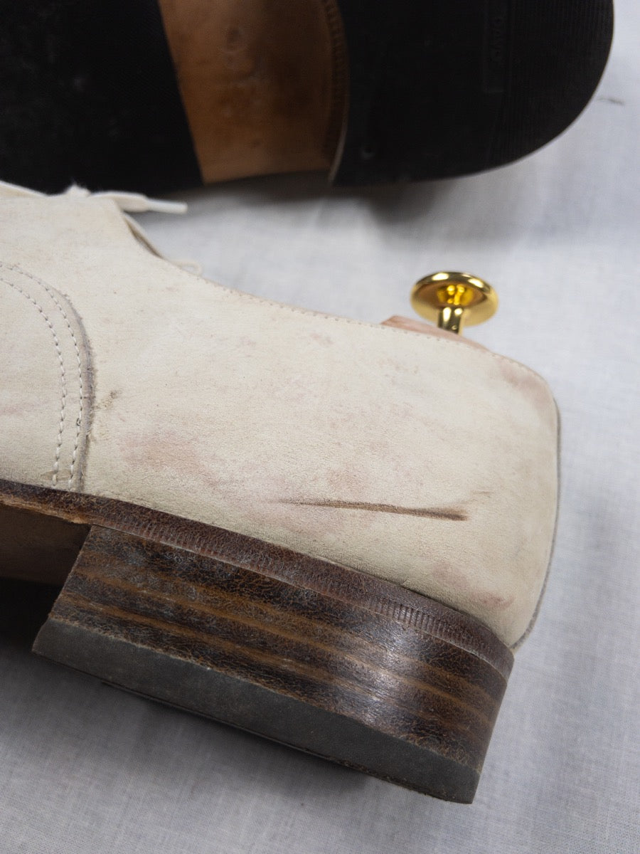 1960s French Marine White Leather Derbie Shoes, Size US 9 - EU 42
