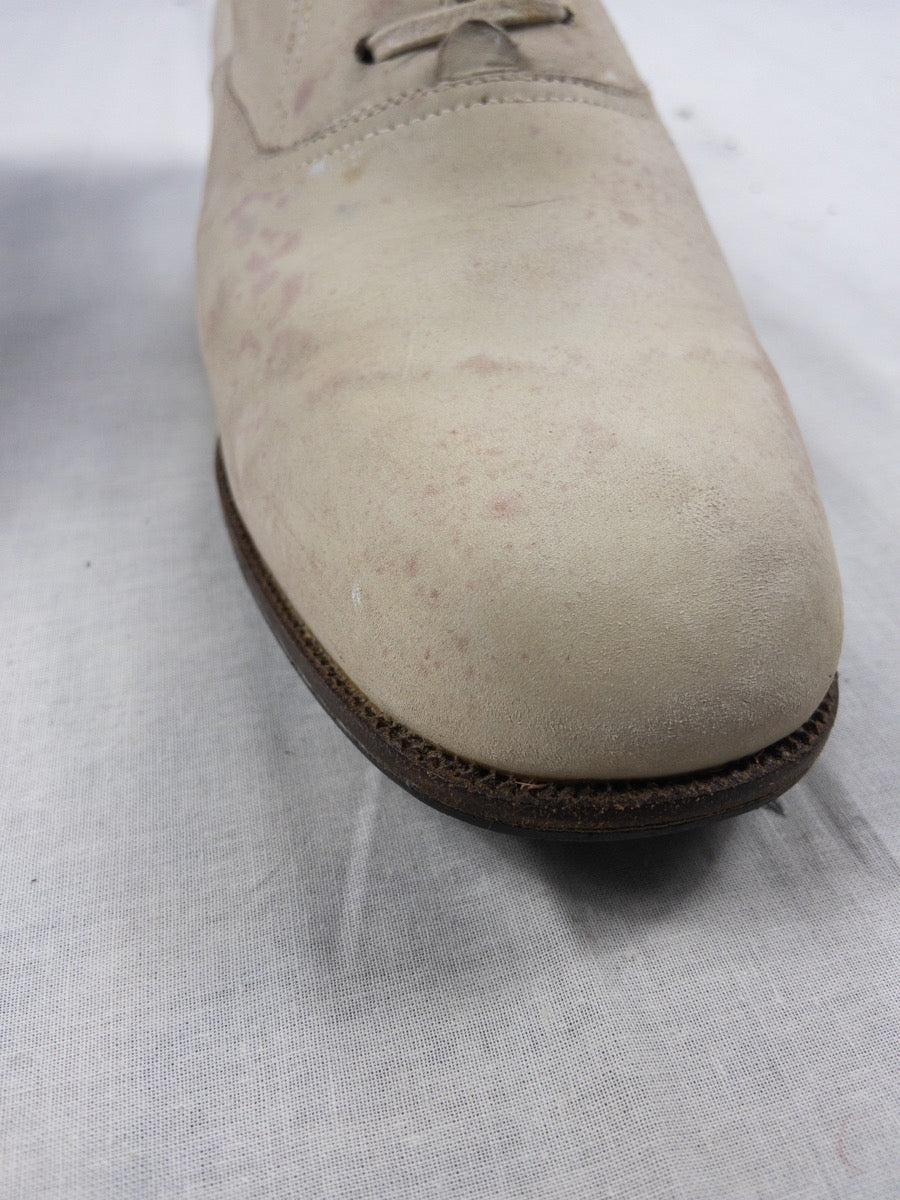1960s French Marine White Leather Derbie Shoes, Size US 9 - EU 42