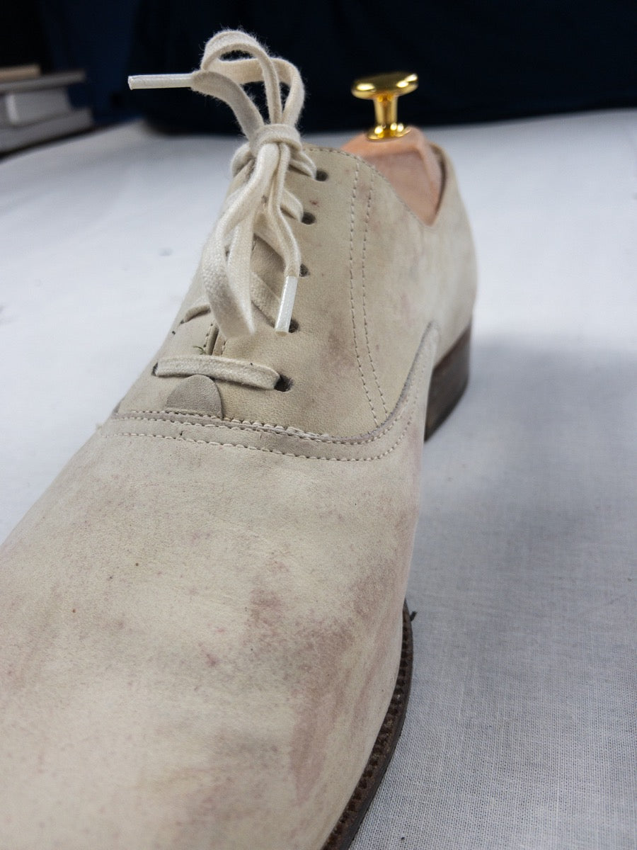 1960s French Marine White Leather Derbie Shoes, Size US 9 - EU 42